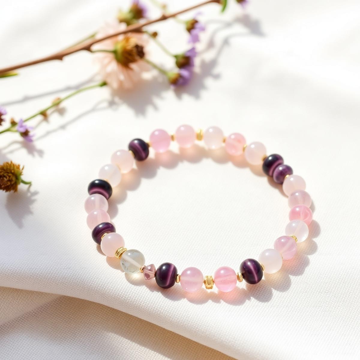 Pulsera de cuarzo rosa